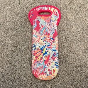 Lilly Pulitzer Neoprene Wine Carrier Caddy Cozie Coral Summer Print Pink